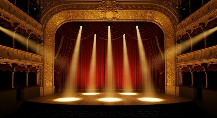 Obraz premium Grand Theatre Stage with Powerful Spotlights.