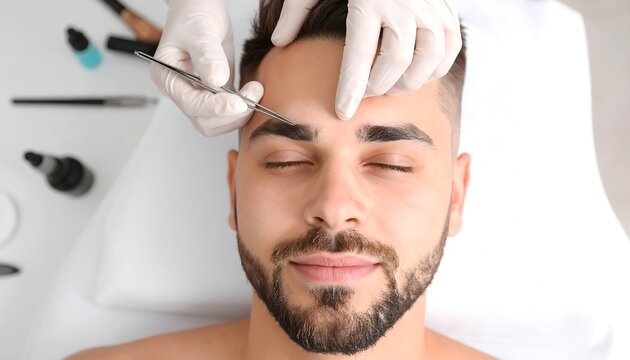 Man getting eyebrow shaping treatment (1)