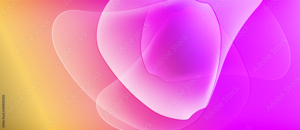 Poster abstract fluid shapes blend vibrant colors. soft gradients create luminous, flowing forms. backgroun