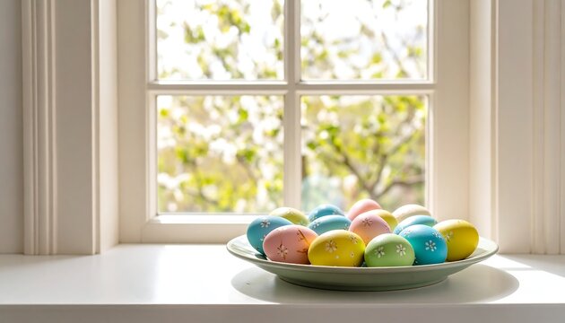 Easter eggs on windowsill - Powered by Adobe