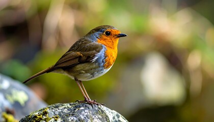 Robin perched on a rock