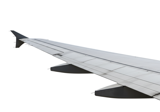 Airplane wing in flight air travel aircraft part transportation aviation