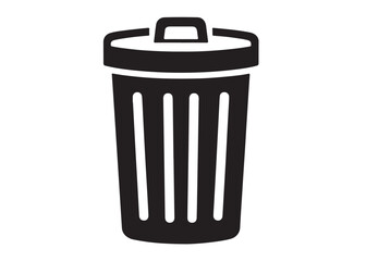 trash can logo silhouette vector, trash bin icon silhouette vector illustration, recycling and waste management silhouette logo, garbage trash can logo silhouettes vector on white background