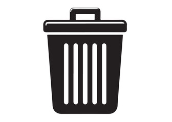 trash can logo silhouette vector, trash bin icon silhouette vector illustration, recycling and waste management silhouette logo, garbage trash can logo silhouettes vector on white background