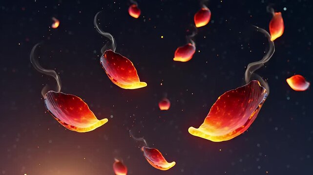 Floating luminous shells emitting smoke against a dark starry background, creating a mystical ambiance