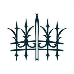 Balinese Pagerwesi Iron Fence Motif Illustration Pagerwesi Balinese Day of Strength Iron fence motif with sharp, angular symmetry in iron gray