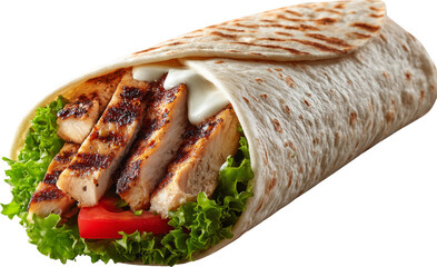Delicious grilled chicken wrap with fresh lettuce and tasty sauce