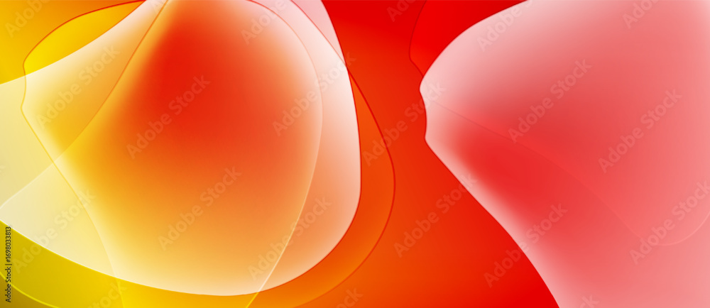 Poster abstract composition. warm colors blend, creating fluid shapes. soft gradients suggest light, moveme