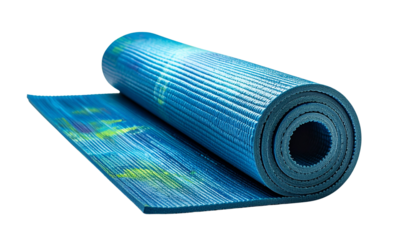 blue rolled mat isolated