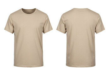 Beige t shirt mockup front and back view apparel template clothing design