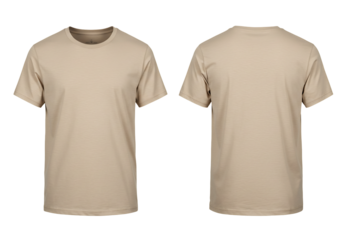 Beige t shirt mockup front and back view apparel template clothing design