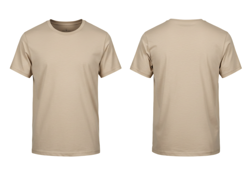 Beige t shirt mockup front and back view apparel template clothing design