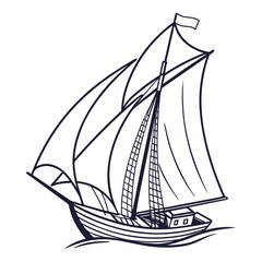 Elegant sailboat with full sails moving gracefully on the water surface