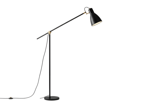 Black arc floor lamp with adjustable shade modern minimalist design home decor interior lighting elegant style simple lamp