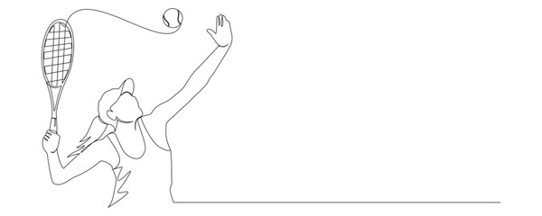 continuous line drawing of a female tennis player vector illustration 3