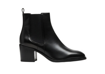 Black leather ankle boots with block heel fashion footwear product shot