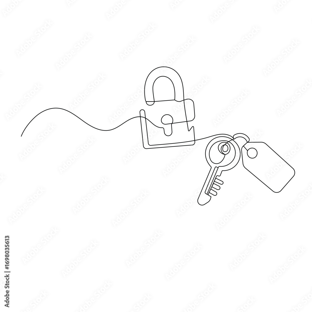 Poster key icon continuous one line drawing of outline vector illustration