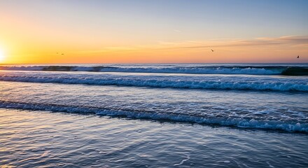 Sunrise Ocean Waves Peaceful Morning.