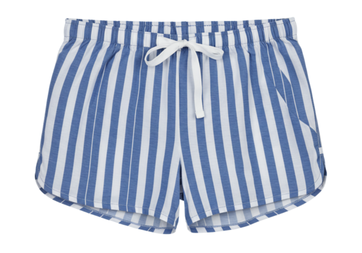 Blue and white striped shorts on transparent background