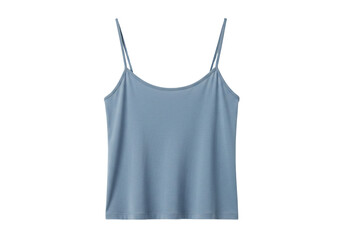 Blue cami top womens sleeveless shirt apparel clothing fashion summer style simple design minimalist soft fabric comfortable elegant studio shot isolated transparent background