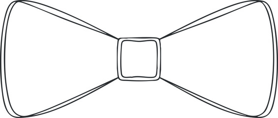 A simple outline illustration of a classic bowtie suitable for fashion and formal events. Black on transparent background.