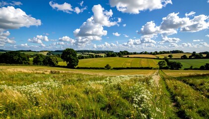Fototapeta premium Panoramic view of a sun-drenched countryside