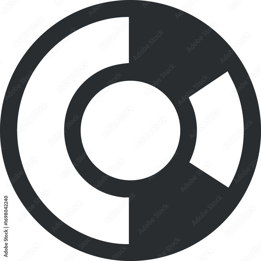 Poster stylized abstract circular icon featuring black and white design elements for creative projects. bla