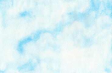 Cloudy Sky Watercolor Background with Hand-Painted Texture for Design and Decoration