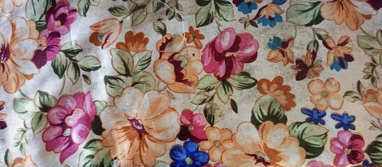 Vintage Floral Fabric with a Shabby Chic Aesthetic
