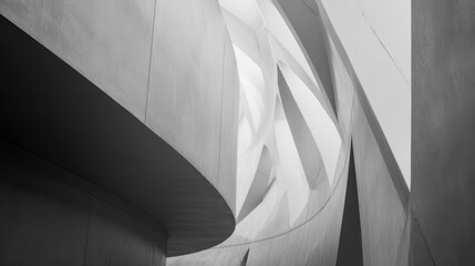 Striking Urban Architecture with Curved Roof and Skylight Abstract Forms for Vibrant Campaigns, Inspiring Creativity and Energy.