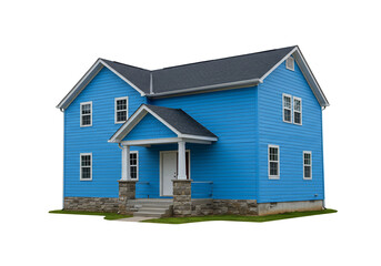Blue house exterior two story home residential building