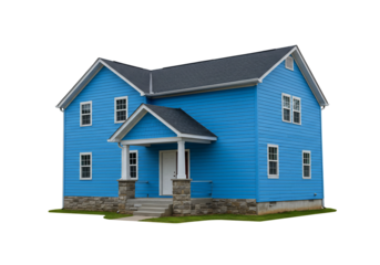 Blue house exterior two story home residential building