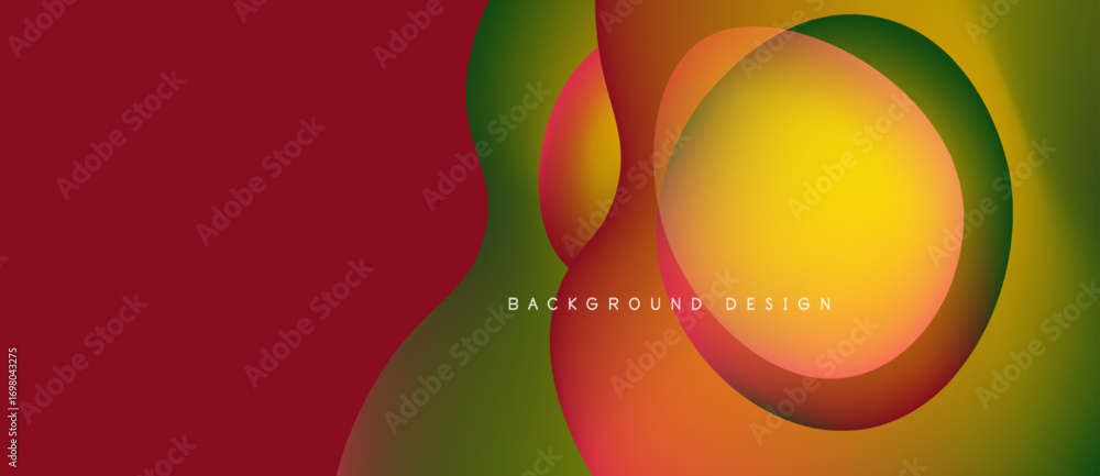 Poster abstract vibrant background. overlapping circles create dynamic color gradients, red, yellow, green 