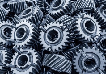 Close-up of industrial metal gears and cogs