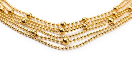 Golden Jewelry Necklace on White Background