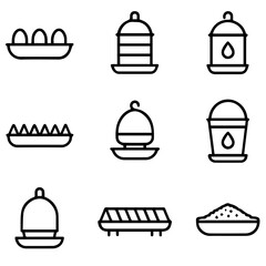 Collection of Minimalist Icon Illustrations Depicting Various Food and Objects.