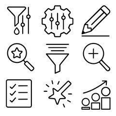 Collection of Minimalist Icons Representing Various Business and Design Concepts.