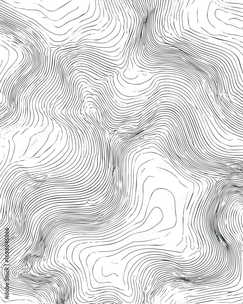 Poster abstract monochrome line pattern creating a fluid and dynamic textured background design. black on t