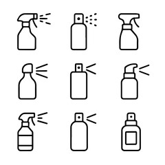 Collection of Nine Simple Line Art Spray Bottles.