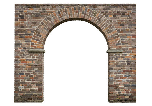 Brick archway architectural detail red brown bricks building entrance stone arch classic design construction element masonry transparent background - Powered by Adobe
