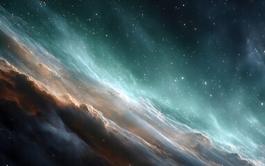 Fototapeta premium Beautiful nebula with stars in the sky against a space background with glowing dust streaks