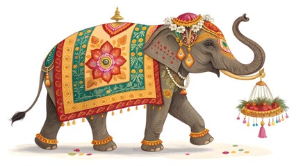 indian elephant isolated on white