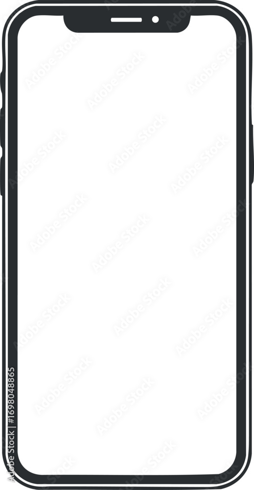 Poster a blank smartphone mockup ideal for displaying app designs and digital content. black on transparent