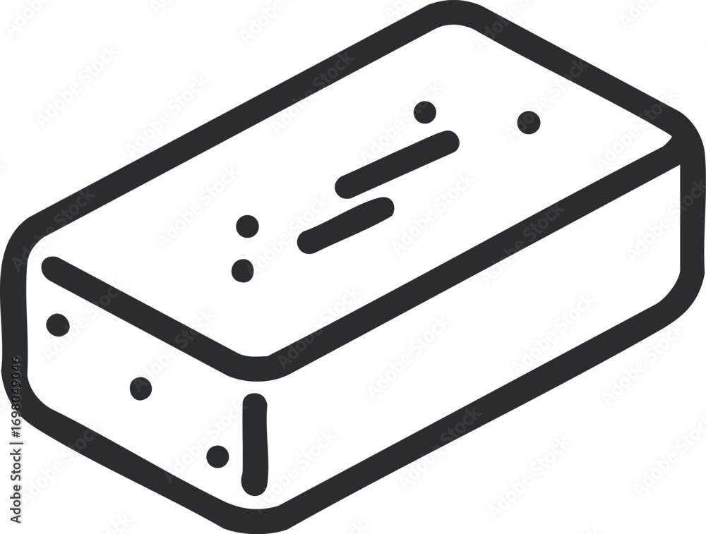 Poster a minimalist illustration of a solid rectangular block with simple geometric design. black on transp