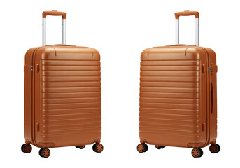 Brown suitcases transparent background travel luggage vacation bags carry on rolling suitcases two suitcases