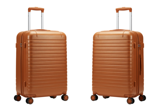 Brown suitcases transparent background travel luggage vacation bags carry on rolling suitcases two suitcases