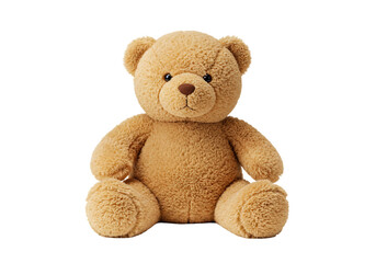 Fototapeta premium Brown teddy bear plush toy sitting on transparent background