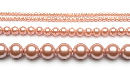 Pink Pearl Necklace Strands on White Background