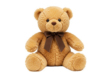 Obraz premium Brown teddy bear with bow toy plush soft fluffy cute adorable