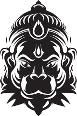 Fototapeta premium Lord Hanuman Face Silouette Vector Illustration on White Background